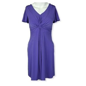 Daisy Fuentes Purple Twist Knot Top Short Sleeve